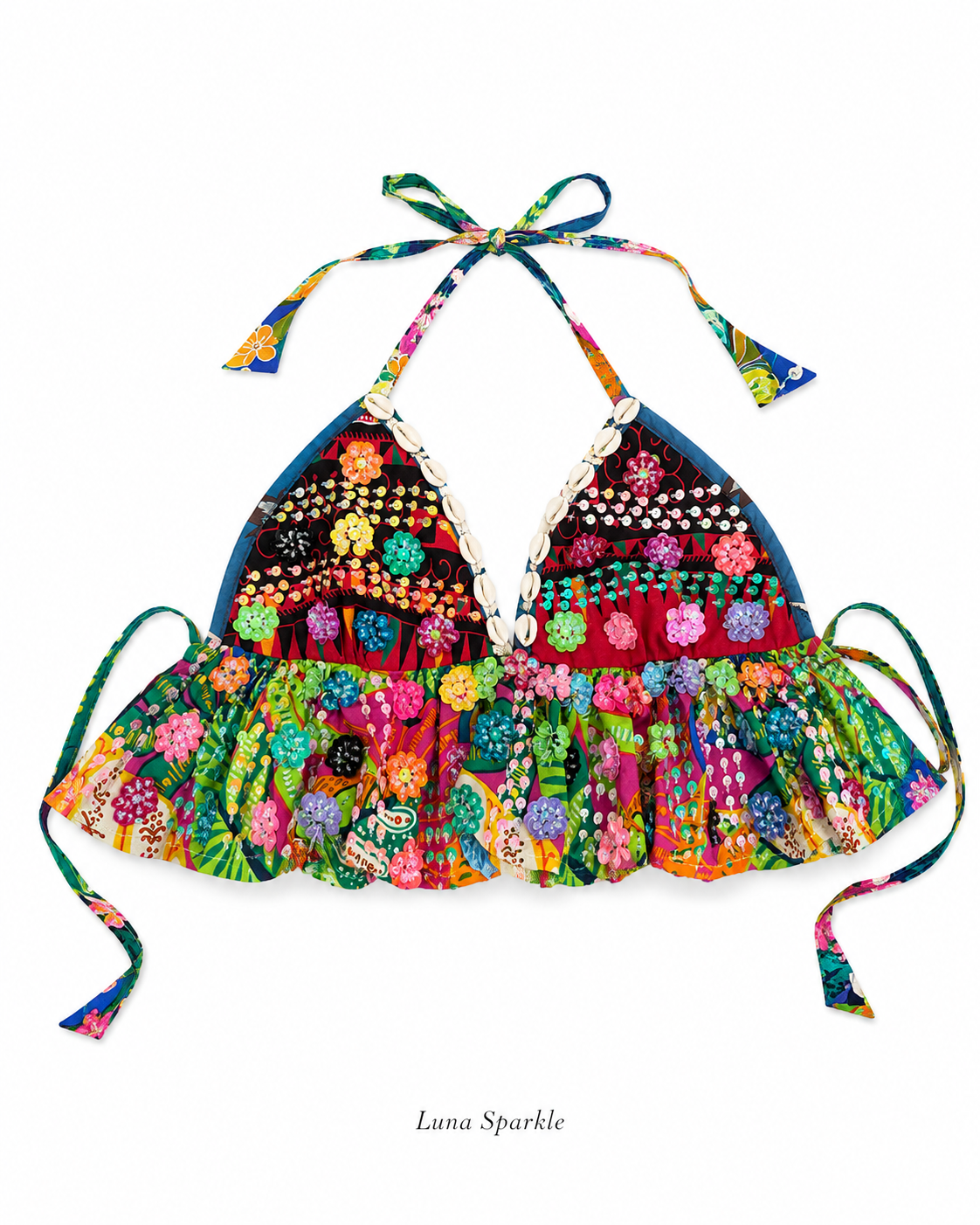 Luna Sparkle Bohe Floral Halter Top