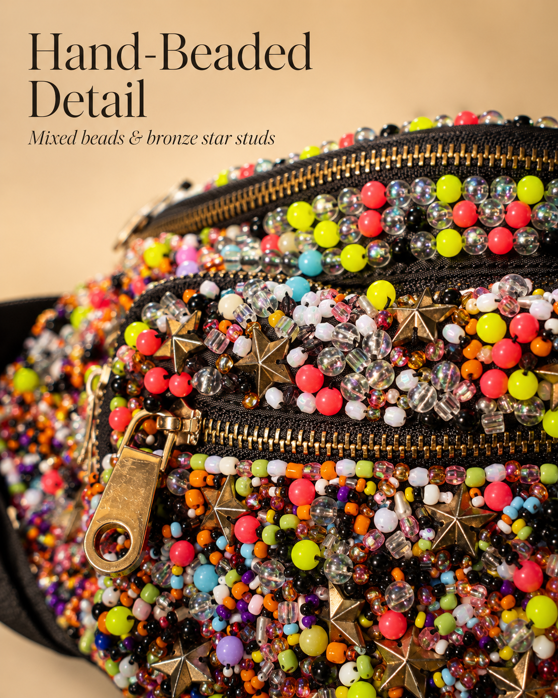 Hand-Beaded Multicolor Statement Belt Bag