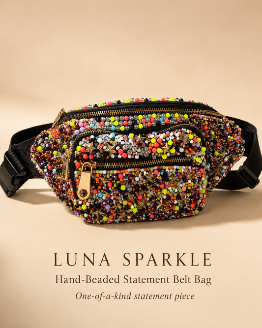 Hand-Beaded Multicolor Statement Belt Bag