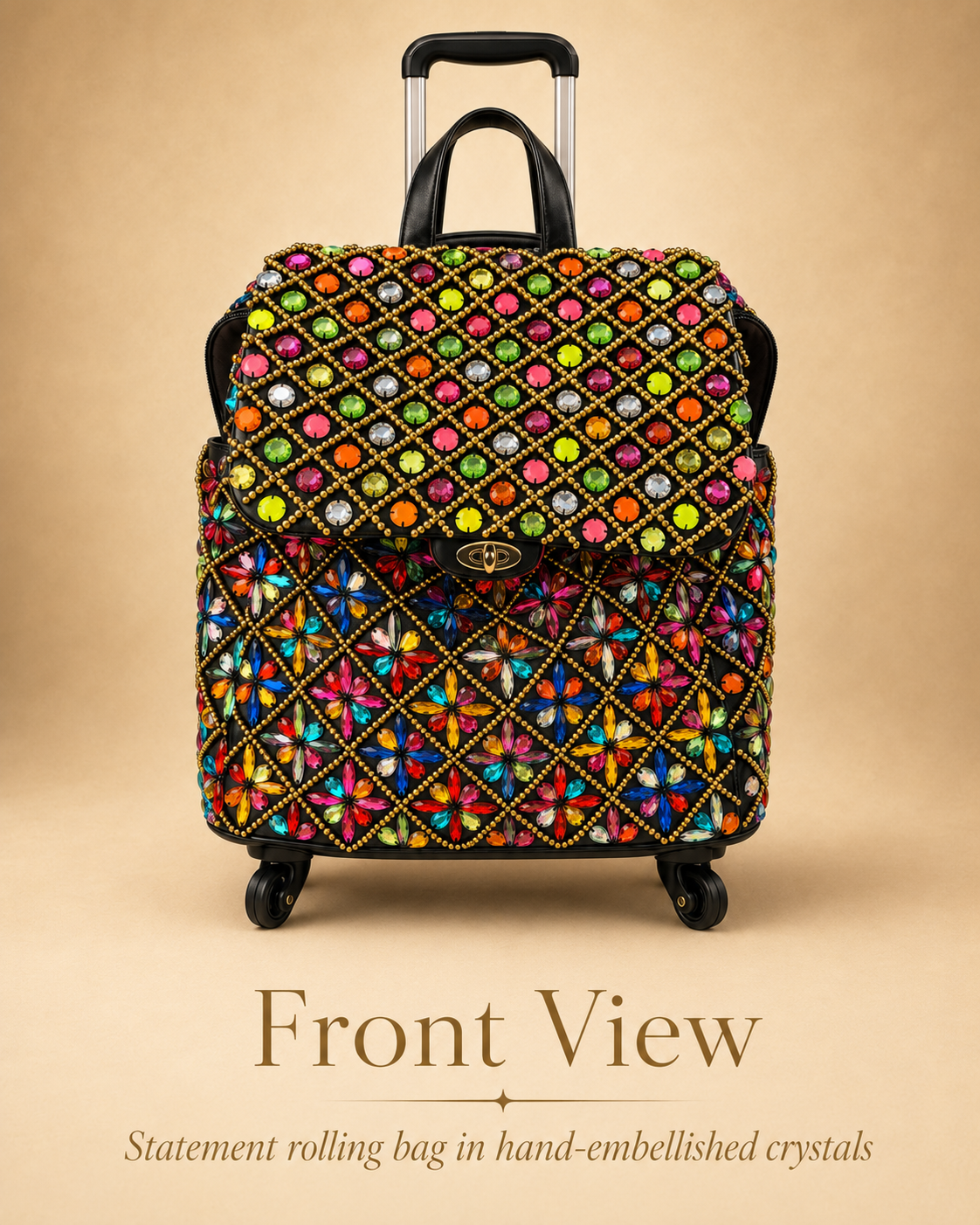 Hand-Embellished Crystal Rolling Travel Luggage