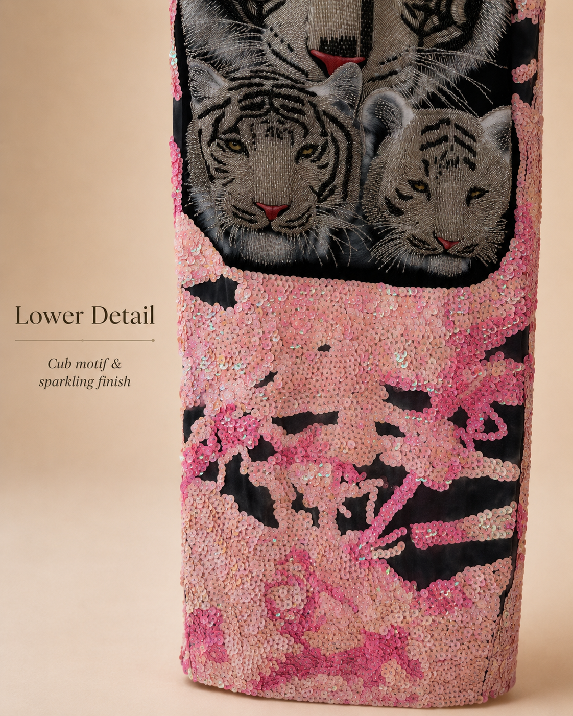 Pink Sequin Tiger Graphic Maxi Dress