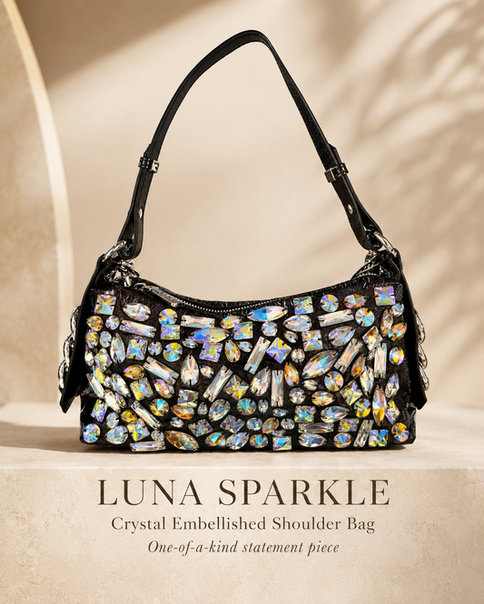 Hand-Sewn Rhinestone Underarm Bag