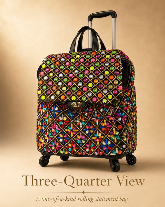 Hand-Embellished Crystal Rolling Travel Luggage