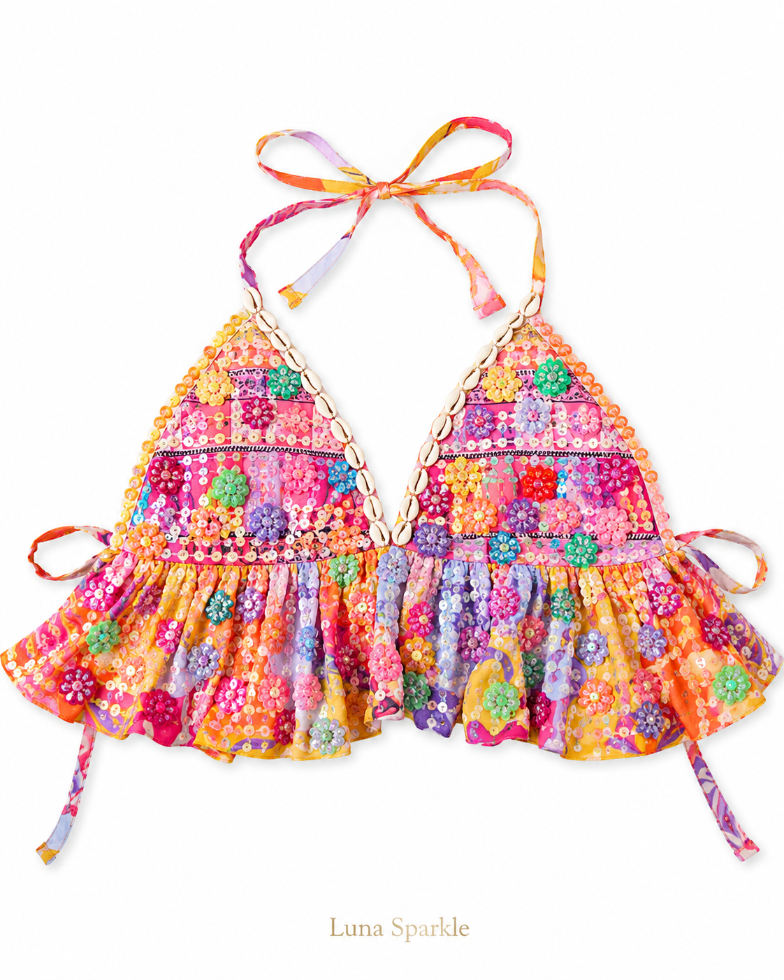 Luna Sparkle Bohe Floral Halter Top