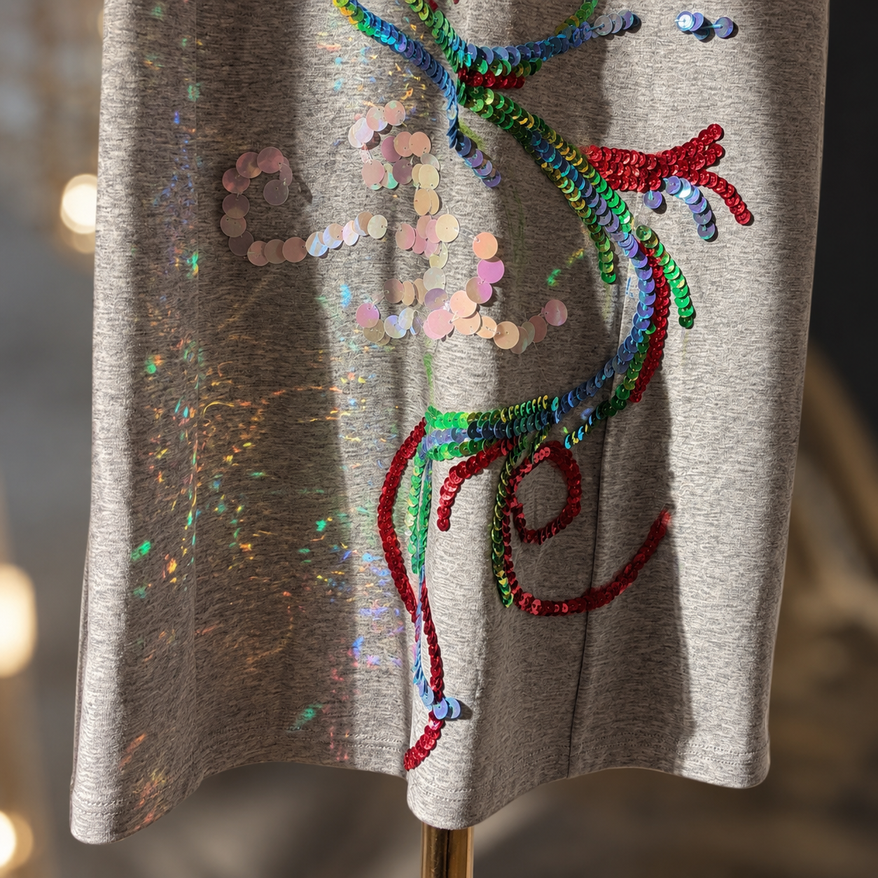 Hand-Sequined Phoenix Hooded Maxi Dress