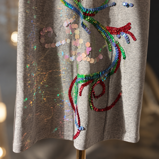Hand-Sequined Phoenix Hooded Maxi Dress