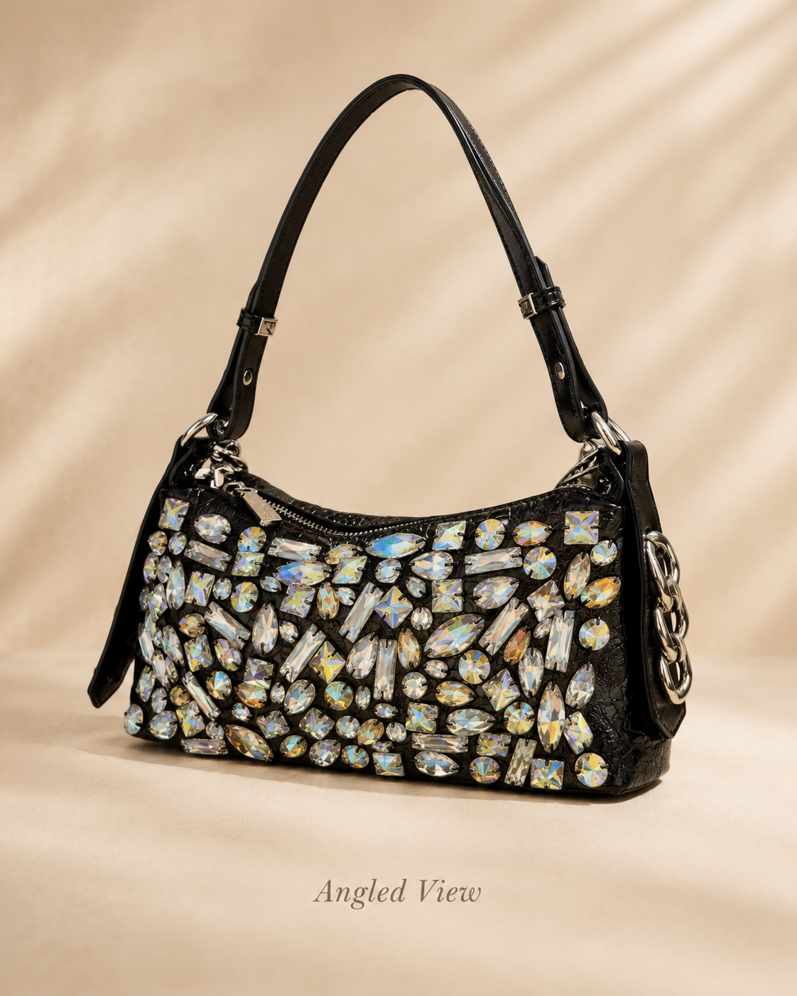 Hand-Sewn Rhinestone Underarm Bag