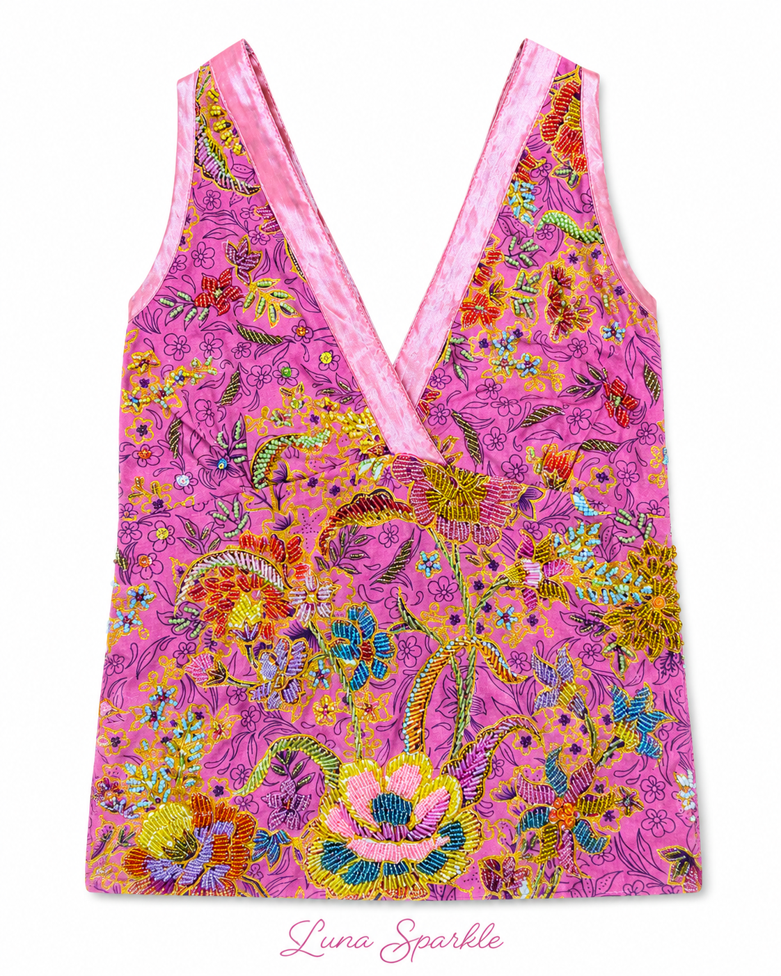 Luna Sparkle Crystal Floral Camisole Top