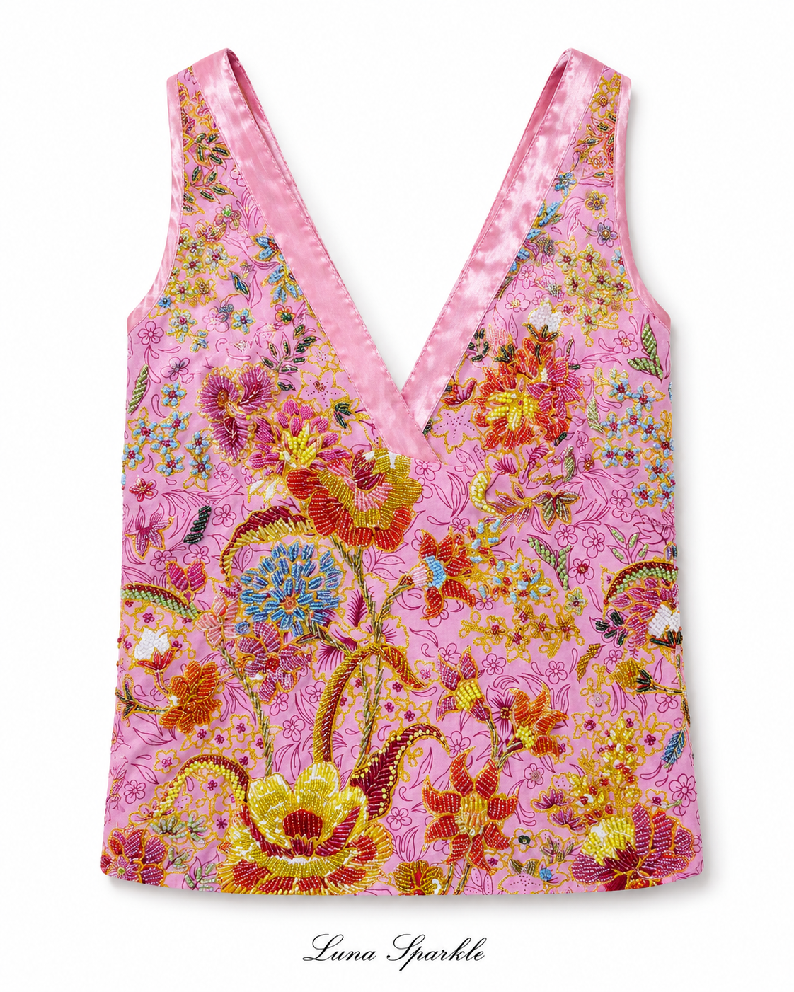 Luna Sparkle Crystal Floral Camisole Top