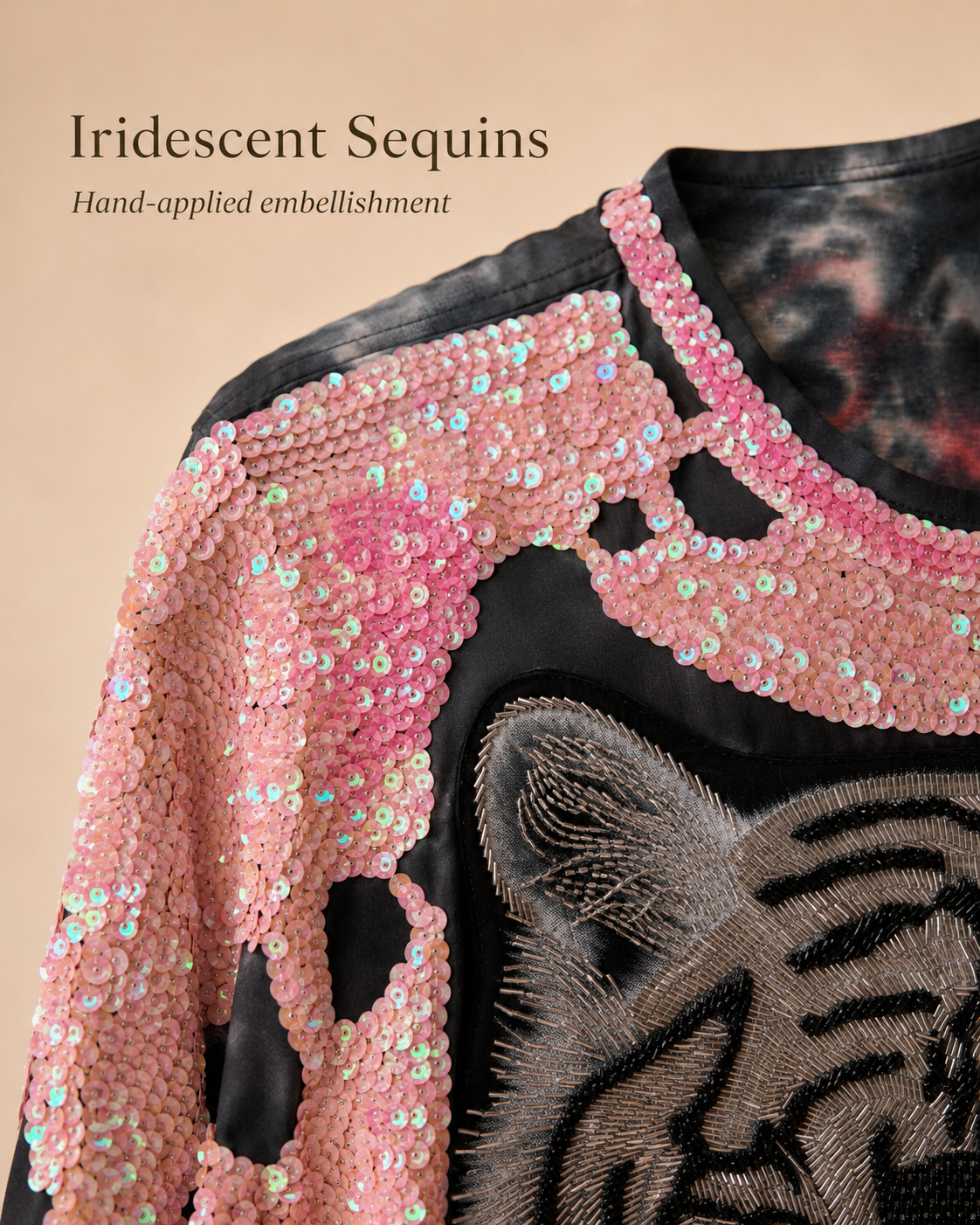 Pink Sequin Tiger Graphic Maxi Dress