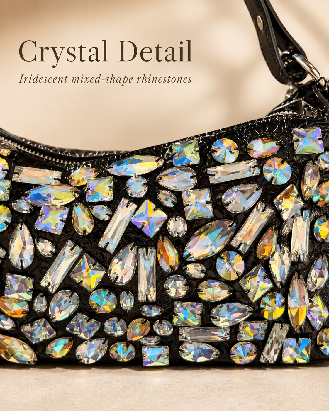 Hand-Sewn Rhinestone Underarm Bag