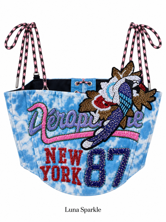 Beaded Western Denim Corset Top
