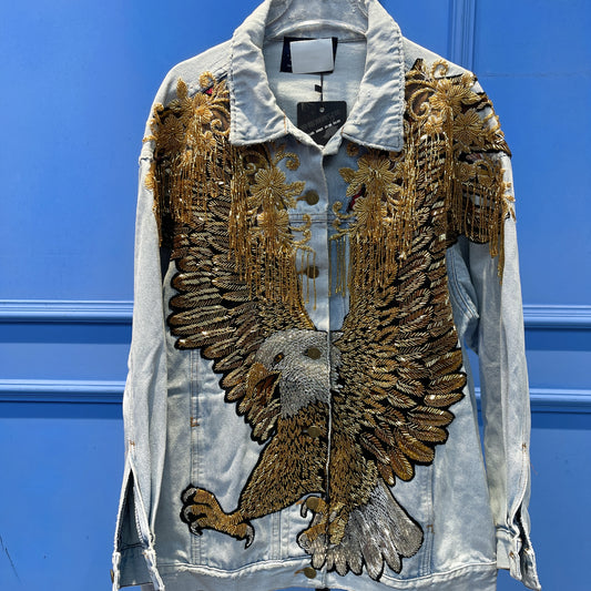 Golden Eagle Embroidered Denim Jacket