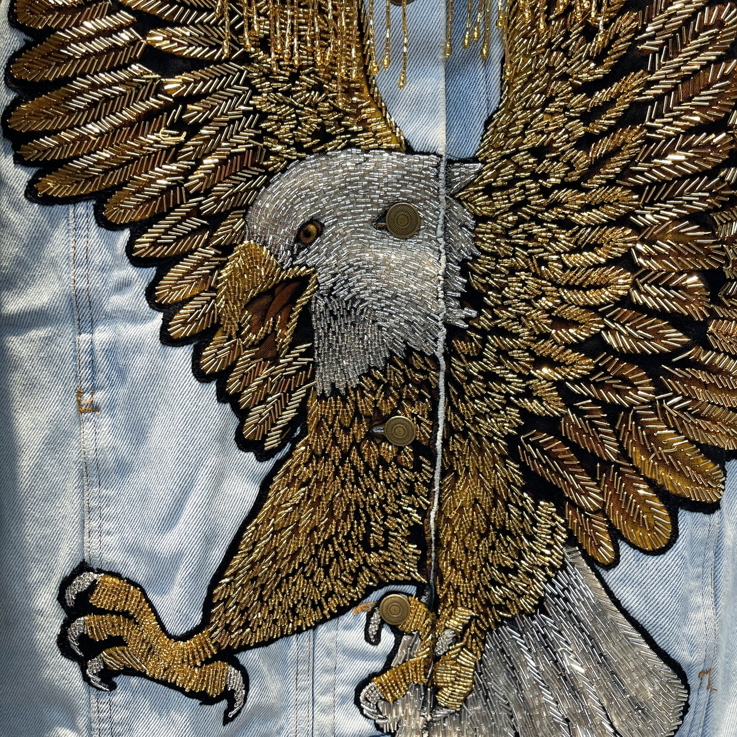 Golden Eagle Embroidered Denim Jacket