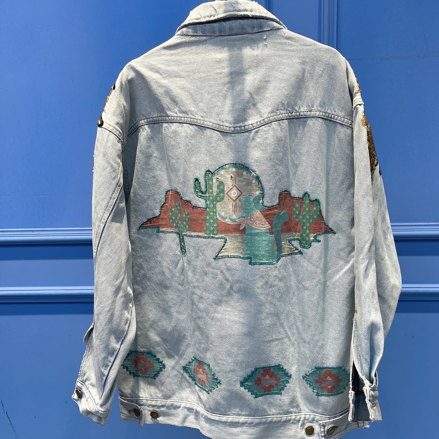 Golden Eagle Embroidered Denim Jacket