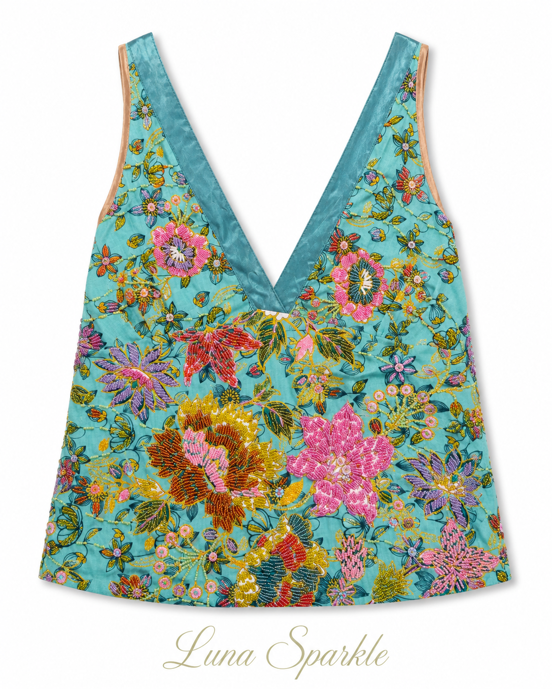 Luna Sparkle Crystal Floral Camisole Top